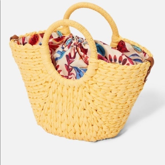 NWT-JUSTFAB-YELLOW BEACH DAY TOTE - Picture 4 of 8